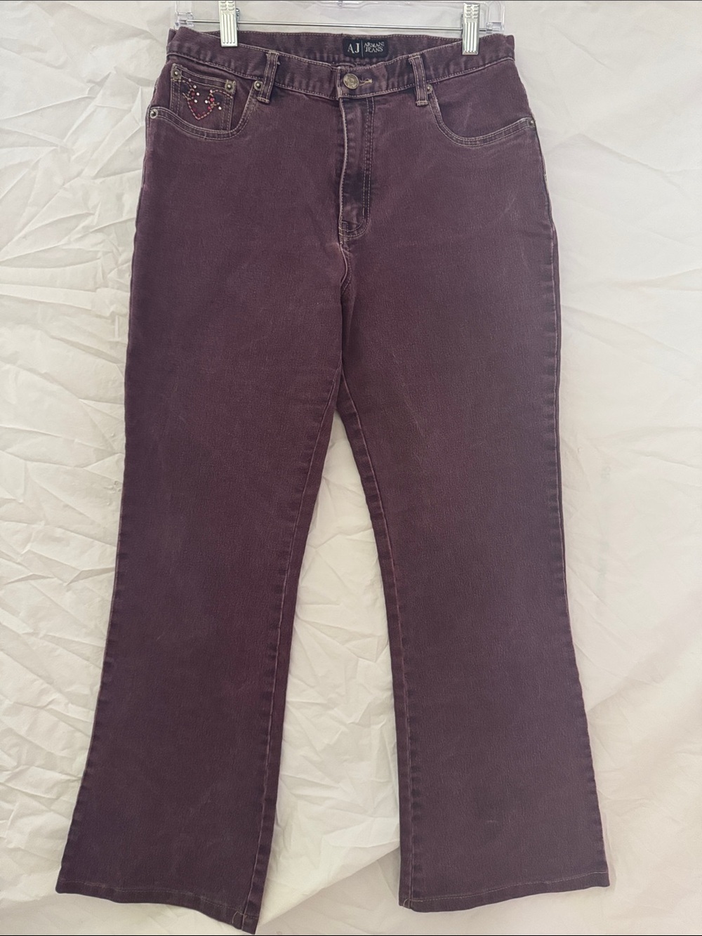 Vintage 90's Armani Jeans Plum Wide Leg Jeans With St… - Gem